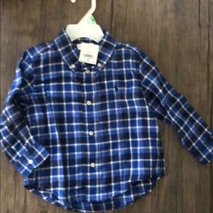 Blue plaid button down shirt